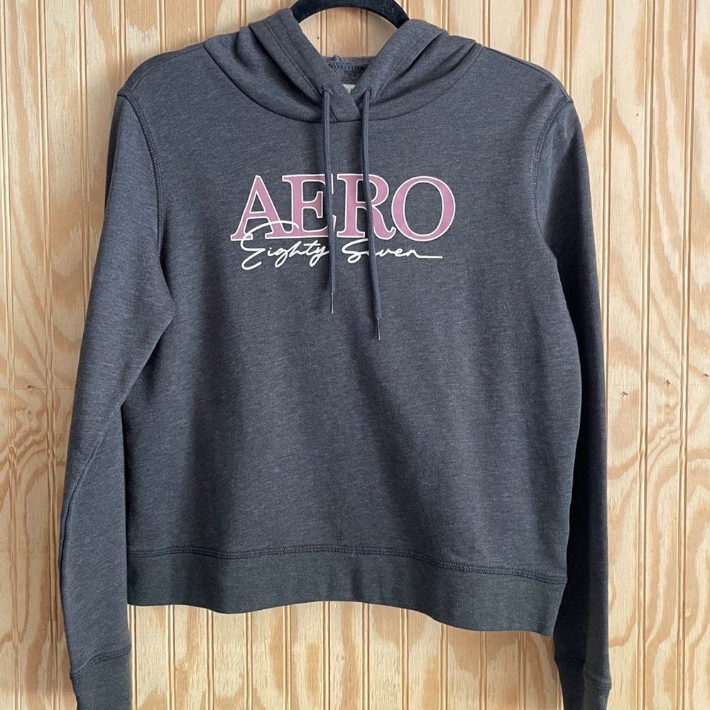 Aeropostale Women Aero Eighty Seven Pullover Sweatshirt Grey Long Sleeve M